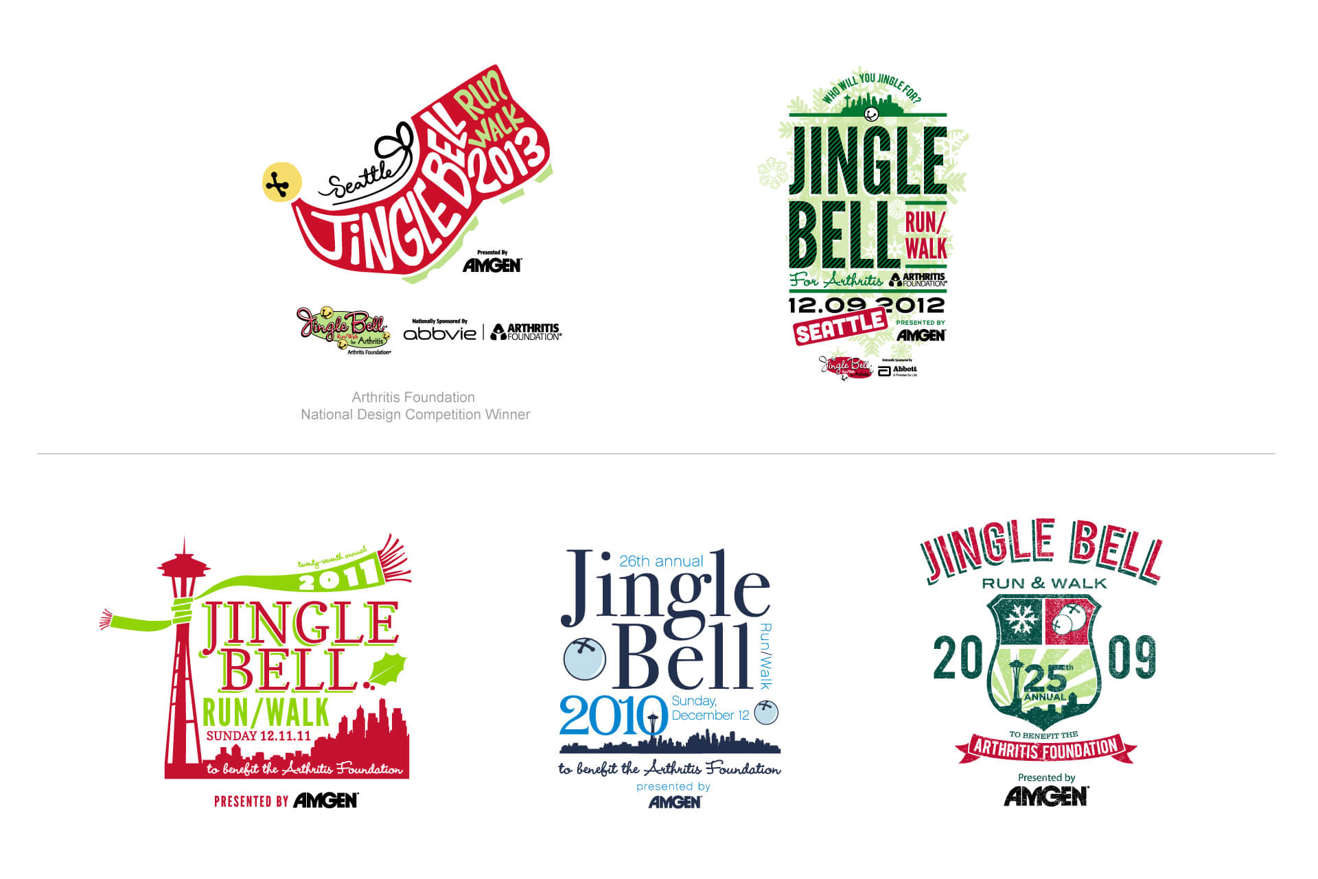 Jingle bell custom shirt designs from 2009 to 2013
