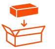 Orange gifft box and shipping box icon.