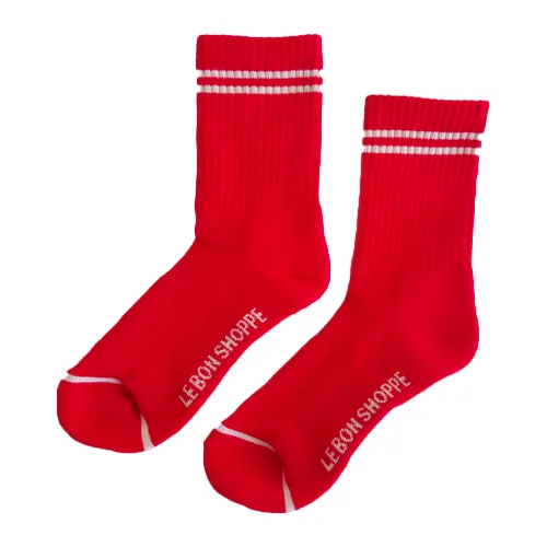 Le Bon Shoppe red boyfriend socks.