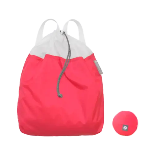 Flip and tumble red drawstring backpack.