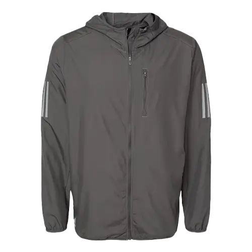 Adidas gray hooded full-zip windbreaker.