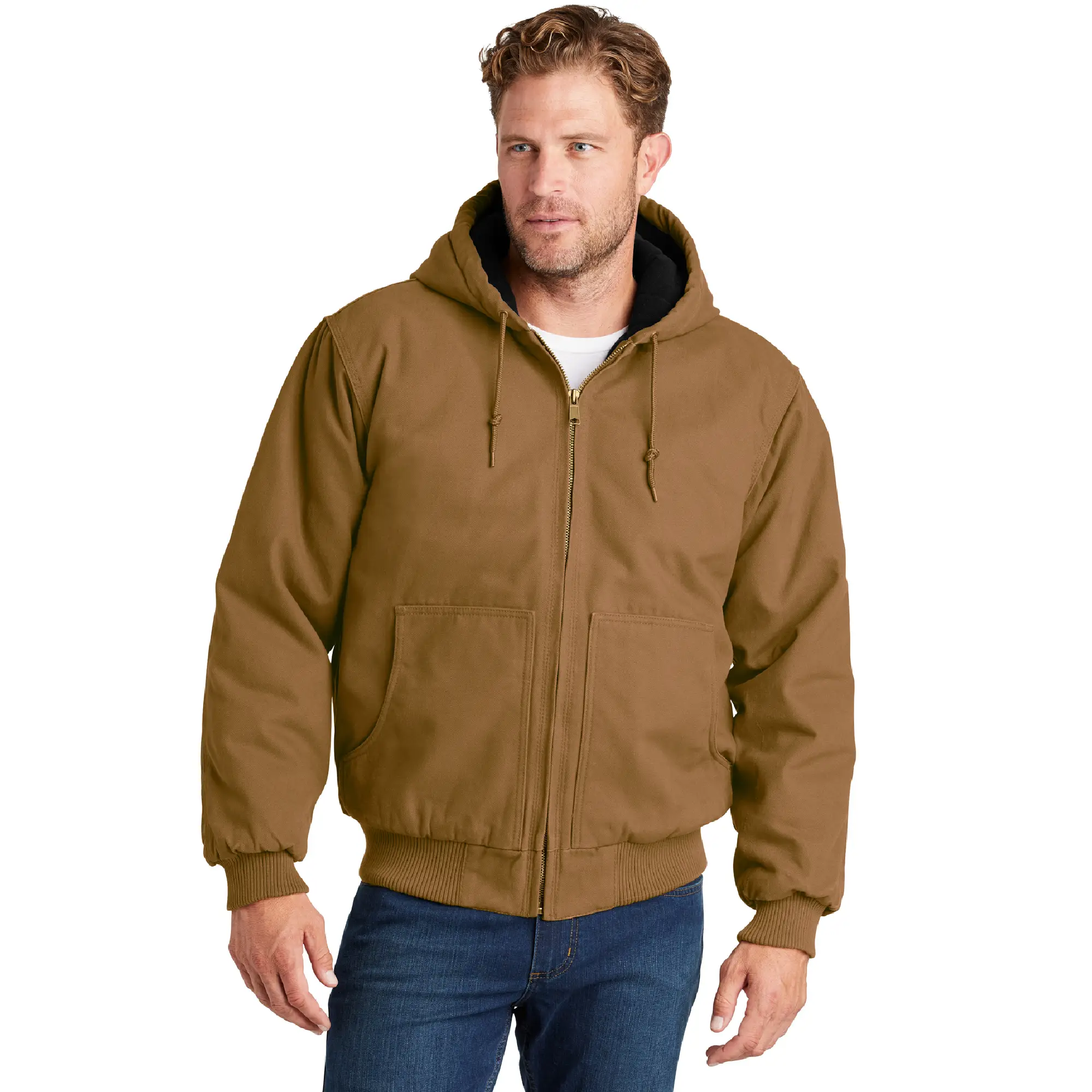 cornerstone washed duck cloth insulated hooded work jacket front