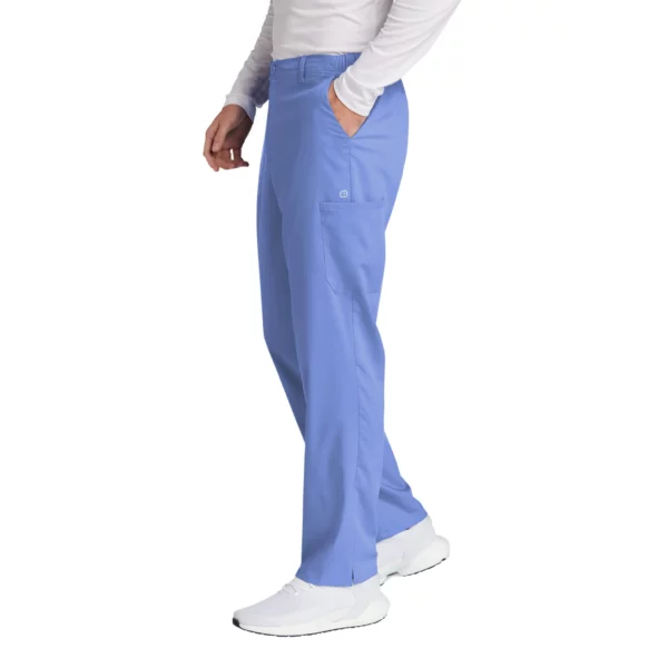 Ceil blue wonderwink mens premiere flex cargo pant side.