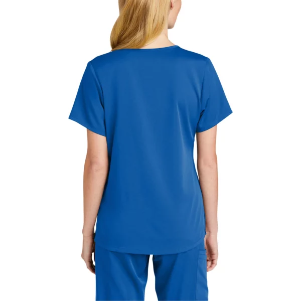 Royal blue wonderwink premiere mock wrap top back