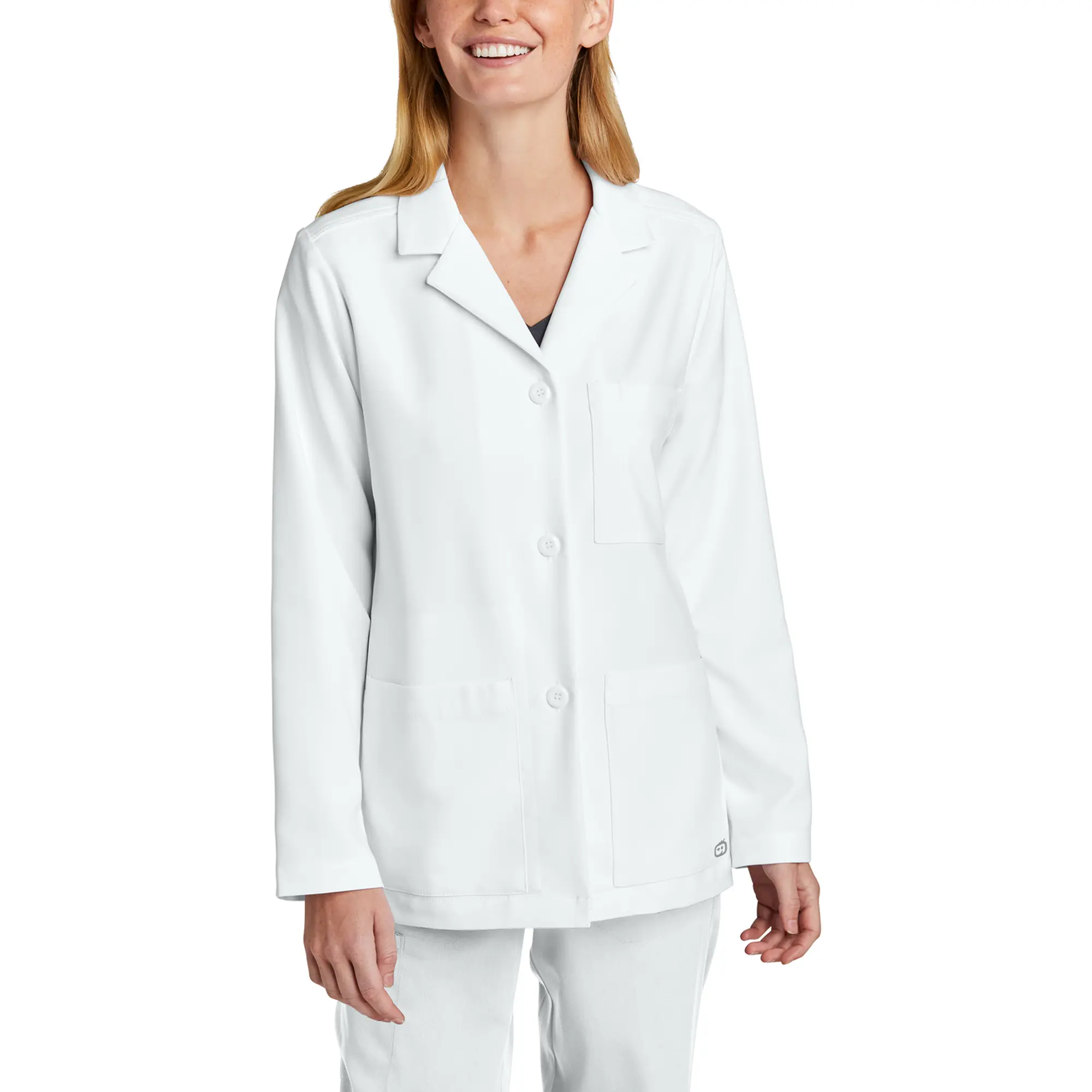 White wonderwink women consultation lab coat.