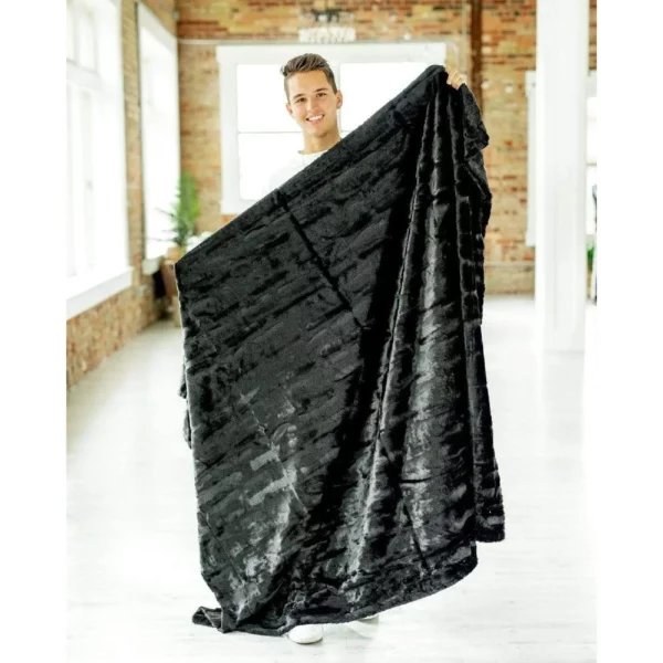minky couture sorbet adult blanket in black