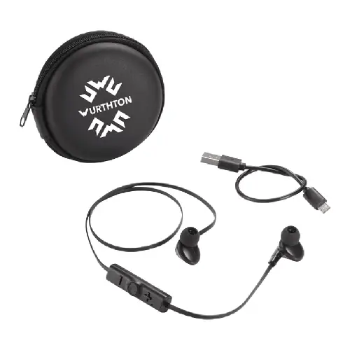 sonic bluetooth earbuds and carrying case