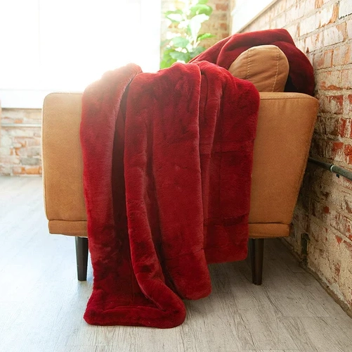 minky couture lush blanket in crimson