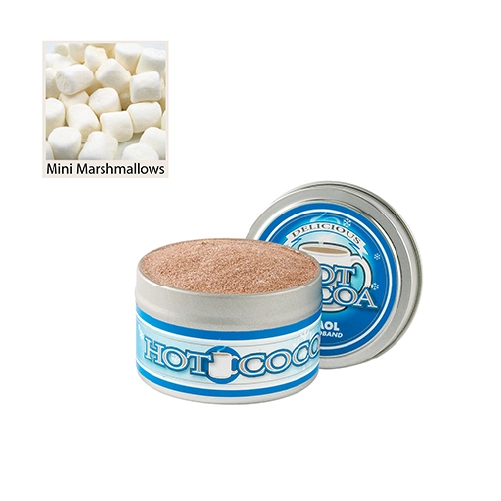 small hot cocoa tin with mini marshmallows