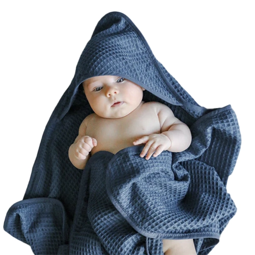 waffle hooded baby towel in front
