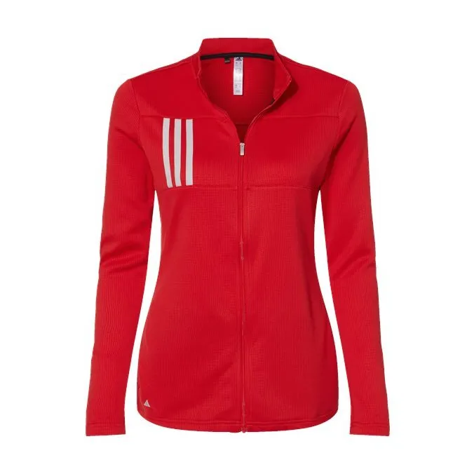 Adidas 3 stripes red double knit full zip