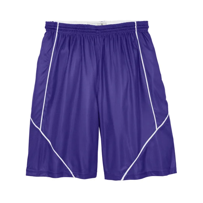 Sport tek posicharge mesh reversible shorts in purple.