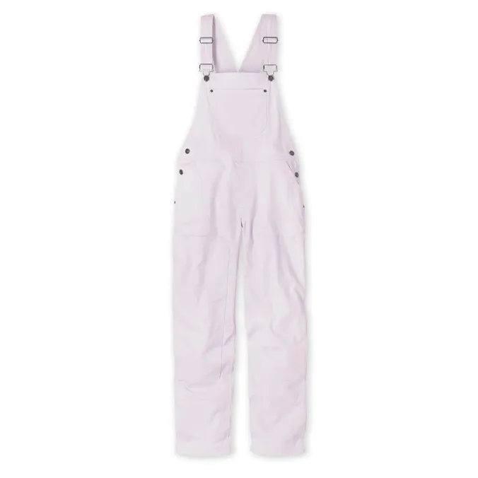 Stio rivet twill overalls in pink.