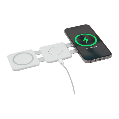 3-in-1 Power Fold 15W MagClick™ Wireless Chargers in white