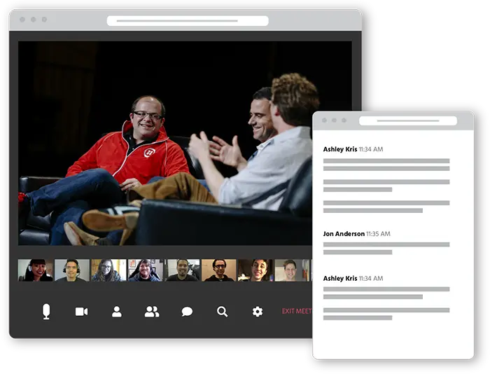 Twilio personnel conducting a live virtual event in branded swag