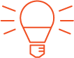 Orange solid lightbulb icon.