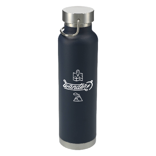 thor copper vacuum insulated 22oz water bottle navy